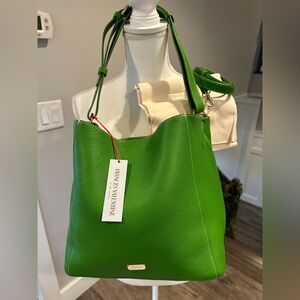 France’s Valentine June Bag In Green Pebbled Leather NWT
